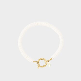 Armband slot schelp wit