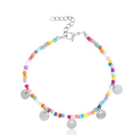 Armband rocaille multicolor zilver