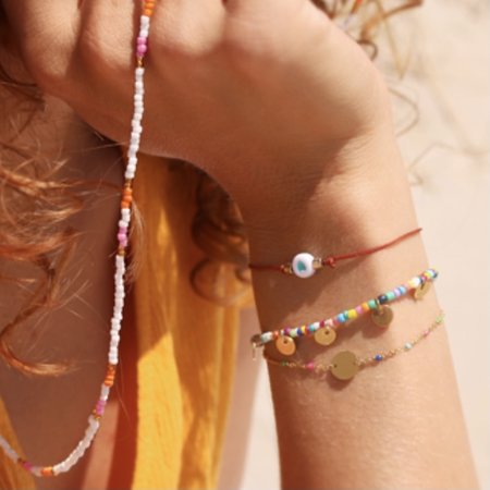 Armband rocaille multicolor zilver