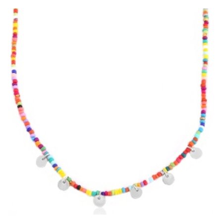 Armband rocaille multicolor zilver