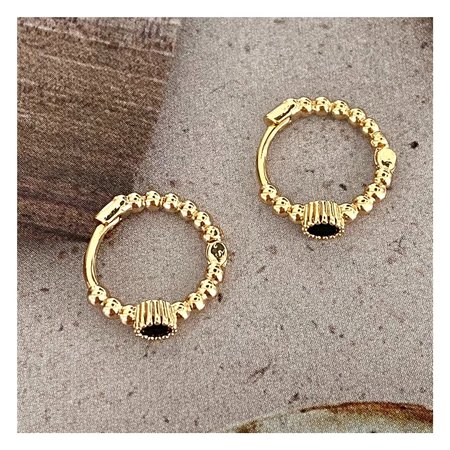Oorbellen creool Zirconia zwart