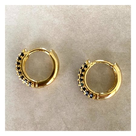 Oorbellen creool Zirconia zwart