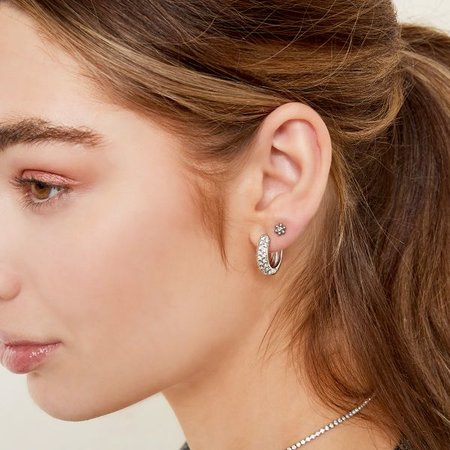 Oorbellen creool Zirconia zwart