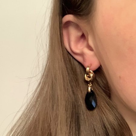 Oorbellen knoop zwart zilver
