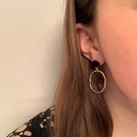 Oorbellen knop zwart