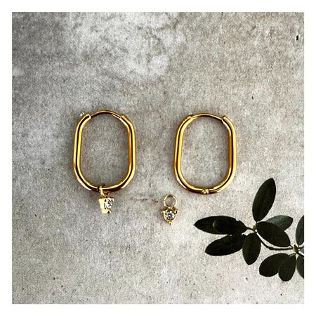 Oorbellen creool ovaal Zirconia