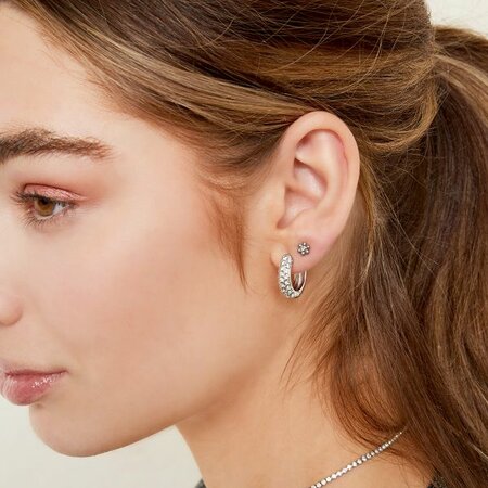 Oorbellen creool Zirconia zwart
