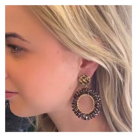 Oorbellen rozet beads zwart