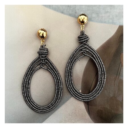 Oorbellen draad off-black knop