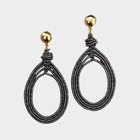 Oorbellen draad off-black knop