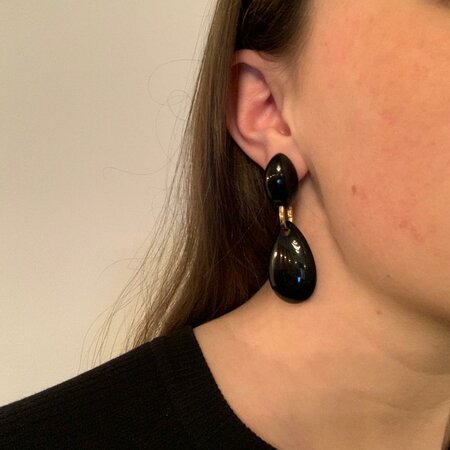 Oorbellen resin punt zwart