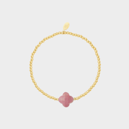 Armband kraal staal roze