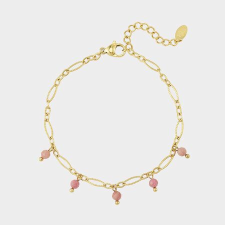 Armband schakel staal roze