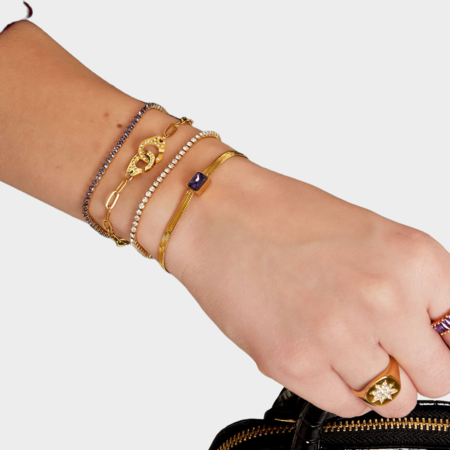Armband staal Zirconia wit