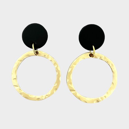 Oorbellen ring mat zwart