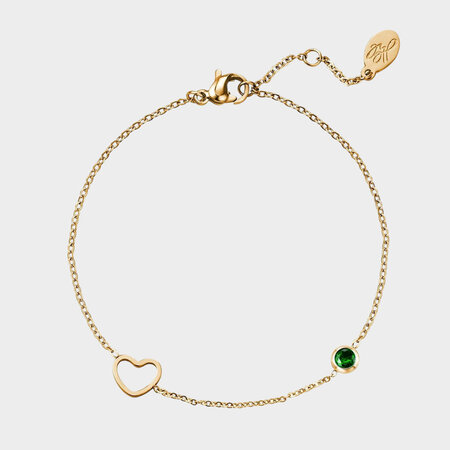 Armband staal hart groen