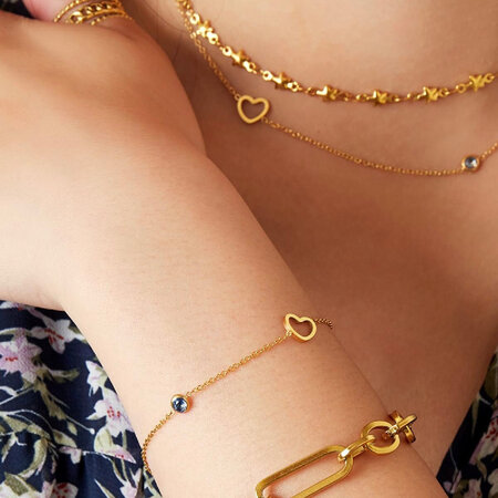 Armband staal hart roze