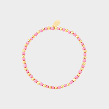 Armband staal glas roze