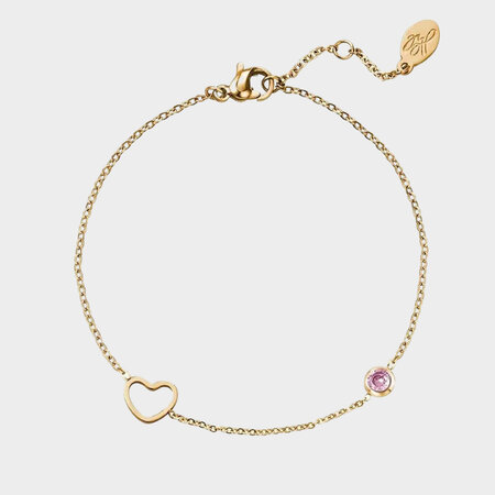Armband staal Zirconia roze