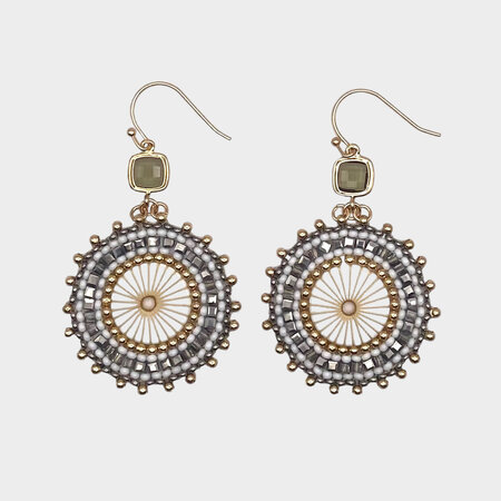 Oorbellen rozet crystal grijs/wit