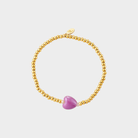 Armband hematite hart paars