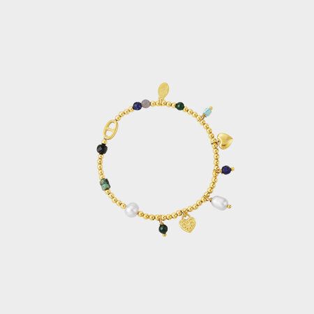 Armband staal bedel groen