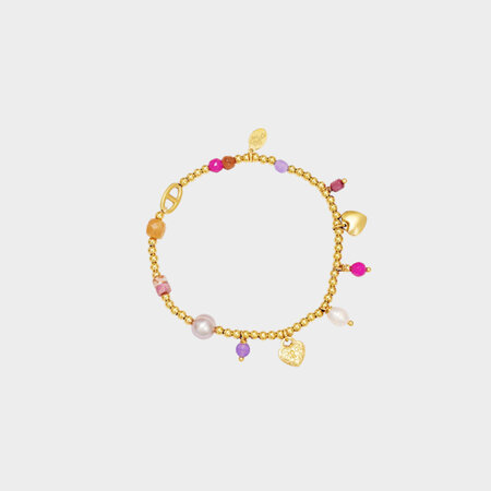 Armband staal bedel fuchsia