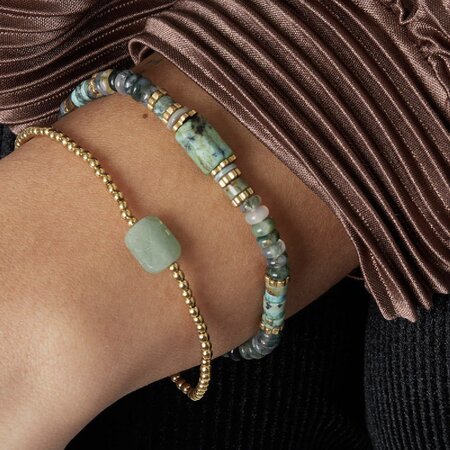 Armband staal square donkergroen