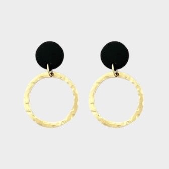 Oorbellen ring mat zwart