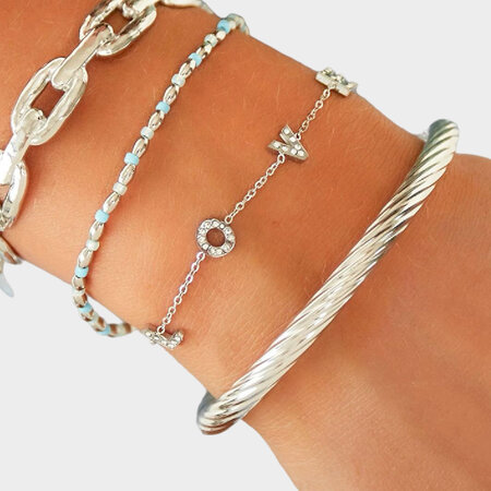 Armband staal Zirconia love