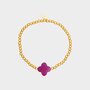 Armband staal bloem fuchsia